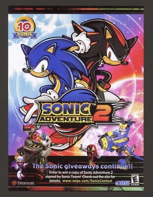 Sonic Adventure 2 Sega Dreamcast 10th Anniversary Game Promo Ad