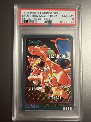 1998 Pocket Monsters Sealdass Series 4 Evolution No. 2 Prism PSA 8