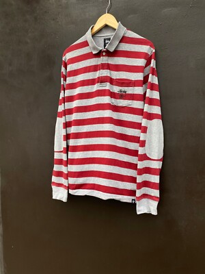 stussy rugby striped longsleeve size L made in india | eBay