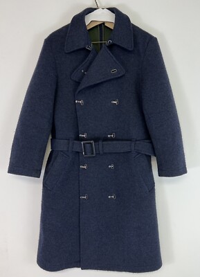 Men's Adidas Y-3 Yohji Yamamoto Navy Blue Wool Trenchcoat Size