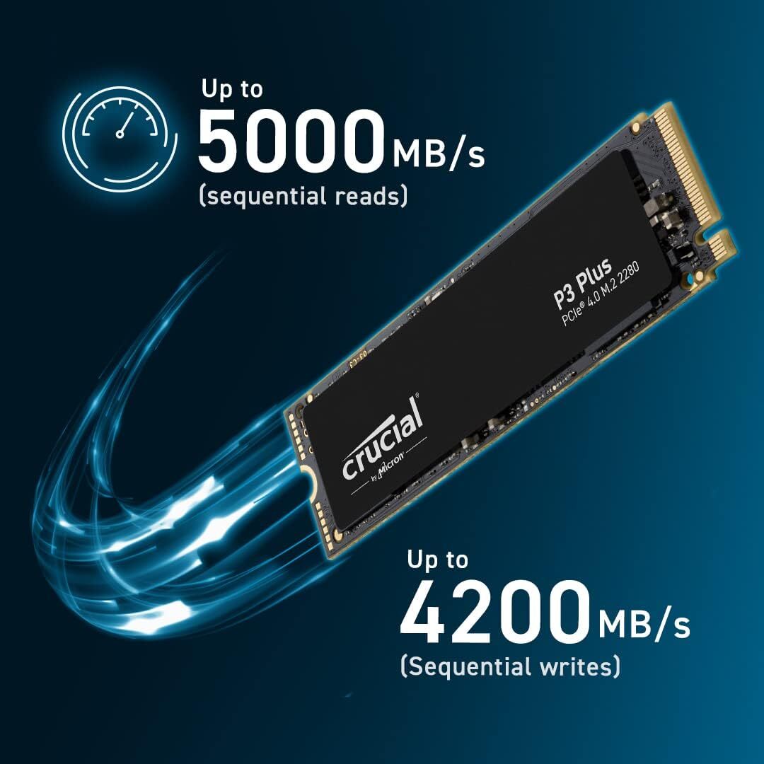 Crucial P3 Plus 1TB PCIe Gen4 3D NAND NVMe M.2 SSD up to 5000MB/s