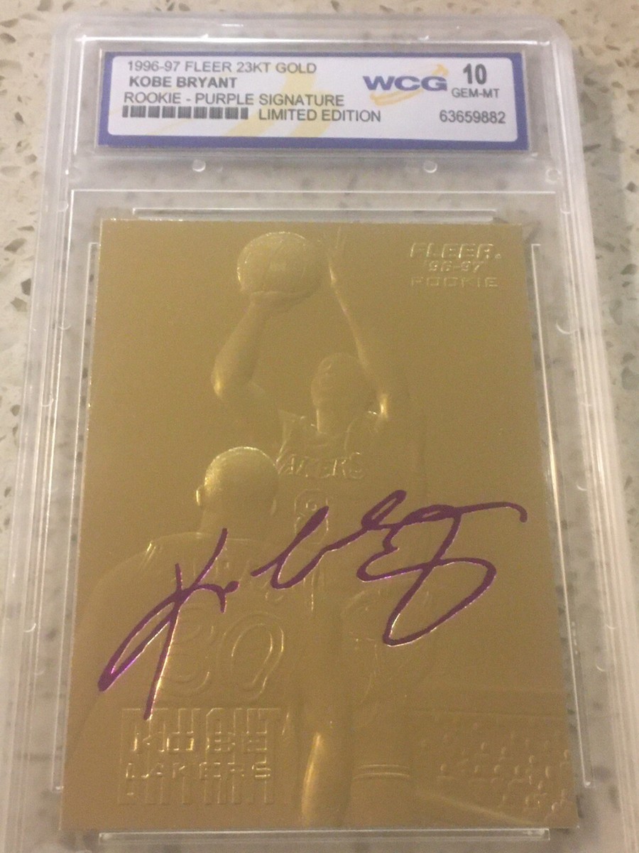 96 KOBE BRYANT FLEER 23K GOLD ROOKIE GRADED MINT 10 PURPLE LASER