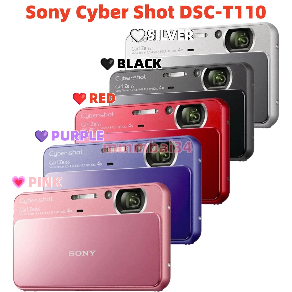 Sony Cyber Shot DSC-T110 Digital Camera 16.1 MP 4x Optical Zoom