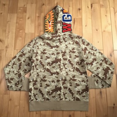 BAPE 2017 EXCLUSIVE limited Desert camo shark full zip hoodie APE