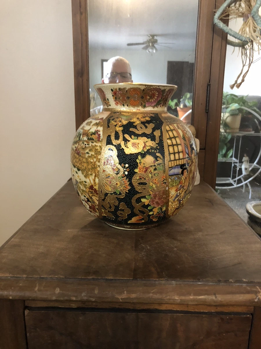 陶瓷多色老式原版古董日本花瓶| eBay