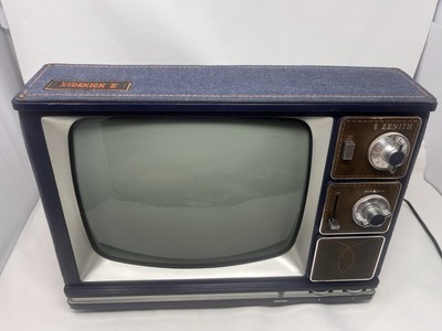 70s Zenith Sidekick II Denim Wrapped Television 11x15 AS IS FOR