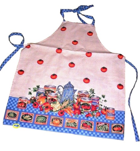 Vintage 60's Apron. Size Large. Full, Handmade. Buttons in Back