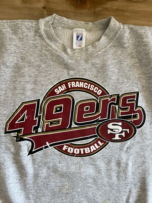 San Francisco 49ers 90s Logo 7 Gray Crewneck Sweatshirt Size XL