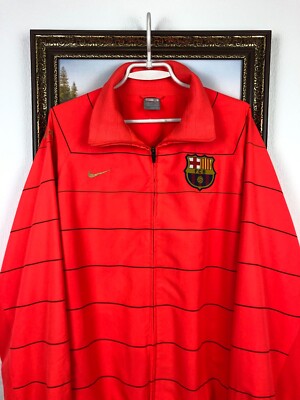 Vintage Nike FC Barcelona Football Jacket Soccer Orange Track Top