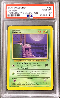 Pokémon Card Grimer PSA 10 Gem Mint, Legendary Collection #78