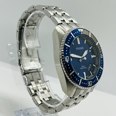 Pulsar by Seiko Men's Blue Dial Stainless Steel 10ATM 46mm Watch