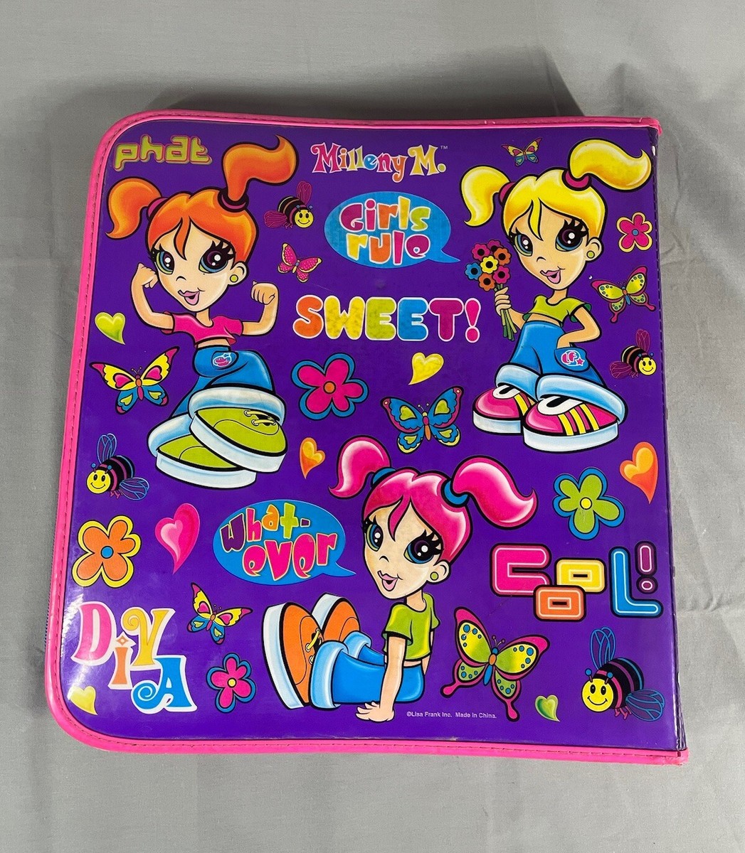 LISA FRANK Girl Zippered 3 Ring Binder GIRL POWER Milleny M PHAT