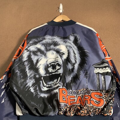 Vintage Chicago Bears Jacket Adult Size Large White Long Sleeve