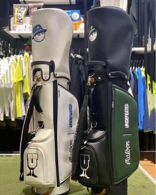 Malbon Golf × UNDEFEATED Golf Caddy Bag Green Black 2 hood covers
