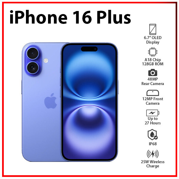 Apple iPhone 16 Plus 5G 8GB+128GB ULTRAMARINE Dual SIM Unlocked