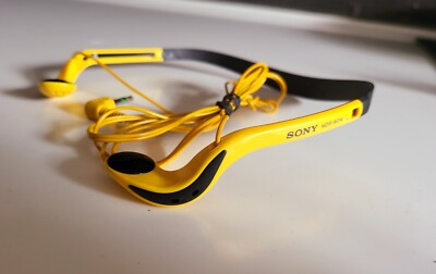 Yellow Sony Sports Wired Stereo Walkman Headphones MDR-WO14 fully