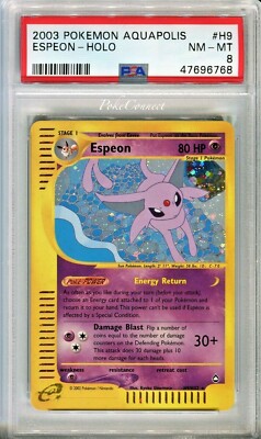 PSA 8 NM-MINT Pokemon ESPEON Holo Rare 2003 Aquapolis #H8/H32 | eBay