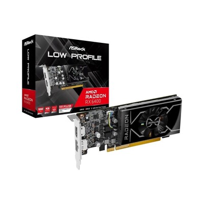 New ASRock AMD Radeon RX 6400 Low Profile 4GB Graphics Card GDDR6
