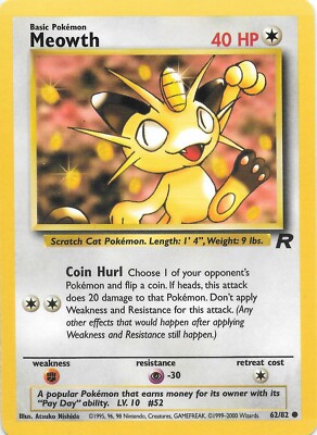 MEOWTH 62/82 Team Rocket Pokemon Card EX | eBay