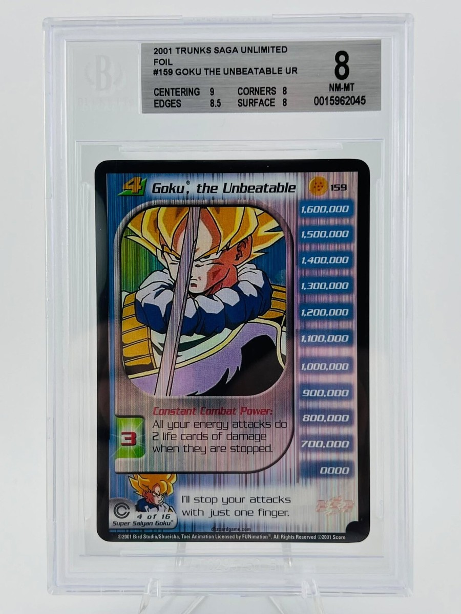 1x DBZ CCG GOKU UNBEATABLE LV4 ULTRA RARE 159 TRUNKS SAGA POP 4