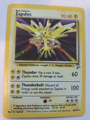 Zapdos Base Set 2 Holo Pokemon Card Base WOTC LP - NM | eBay