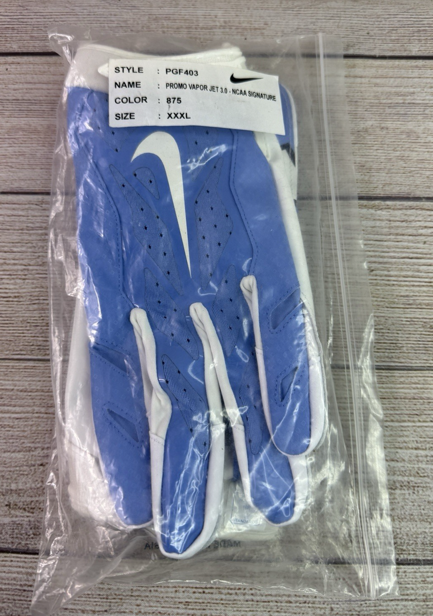 NIKE PROMO VAPOR JET 3.0 UNC FOOTBALL PE GLOVES *CAROLINA BLUE
