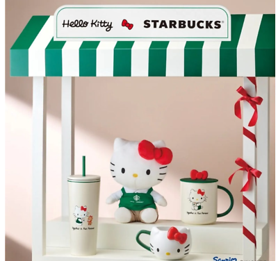 Starbucks x Hello Kitty Plush In Green Apron Barista Korea Sanrio