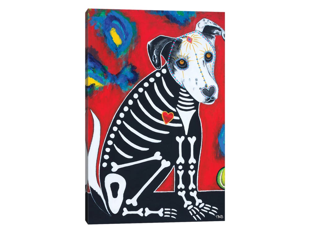 Day Of Dead Dog - Toby Canvas Wall Art by Teal Buehler | iCanvas