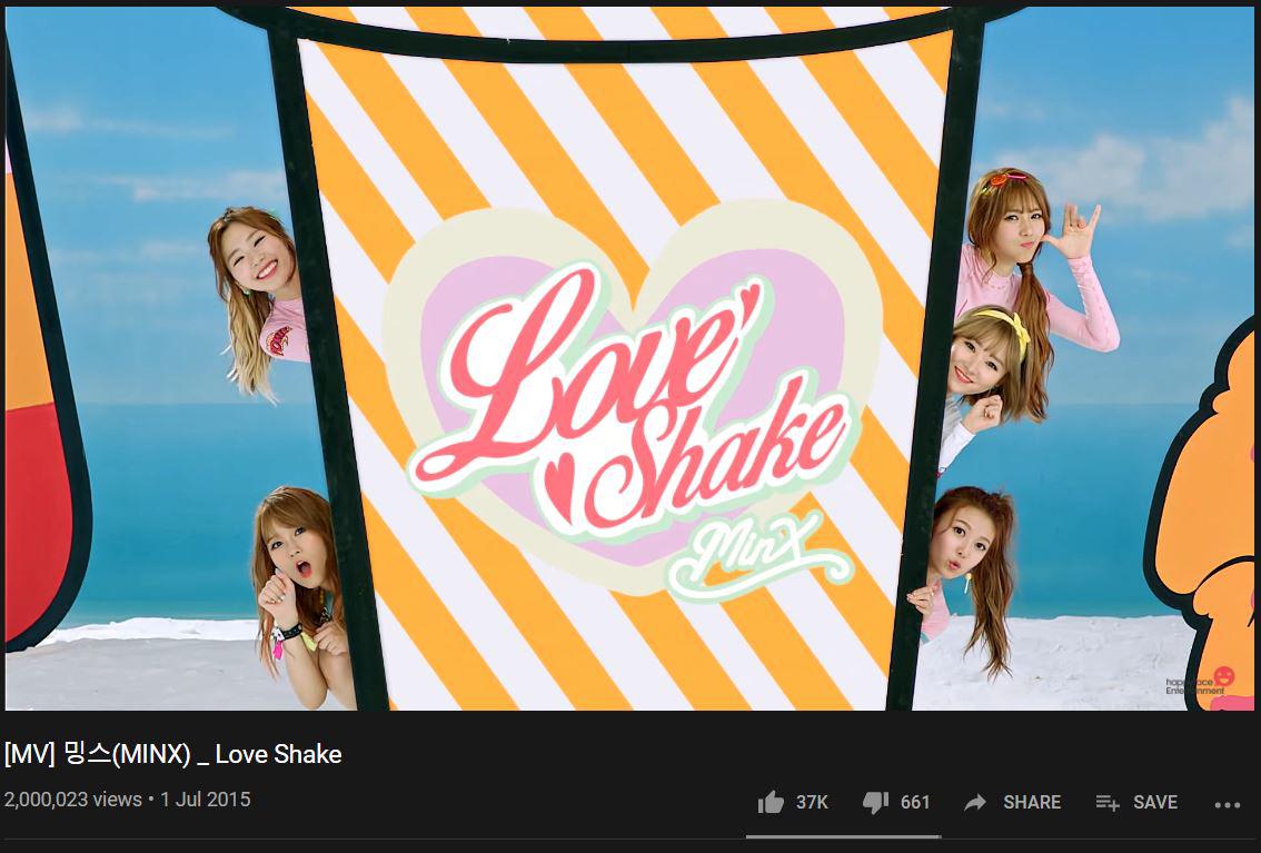 MINX's 'Love Shake' MV has surpassed 2 million views on the