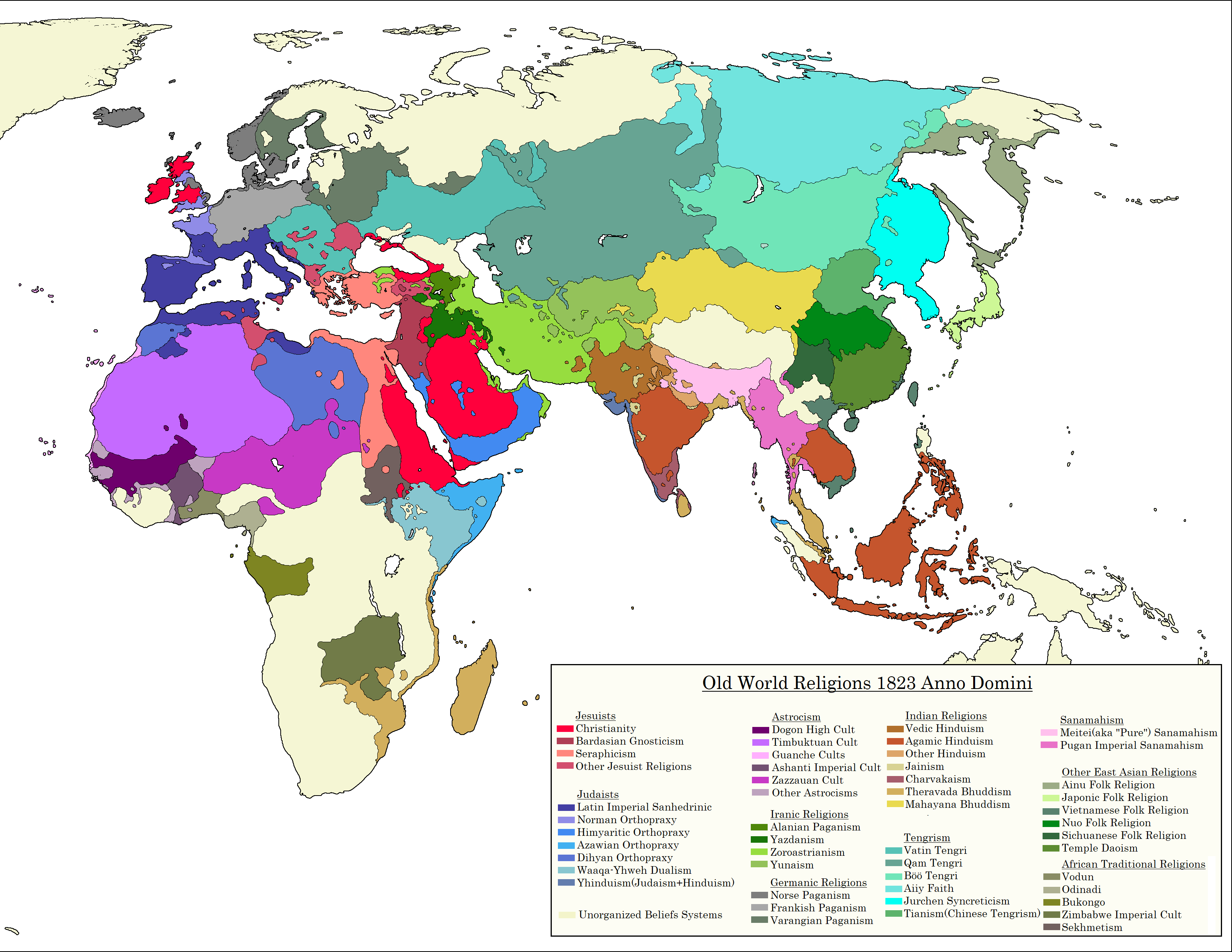 すごく変な世界の宗教 : r/imaginarymaps