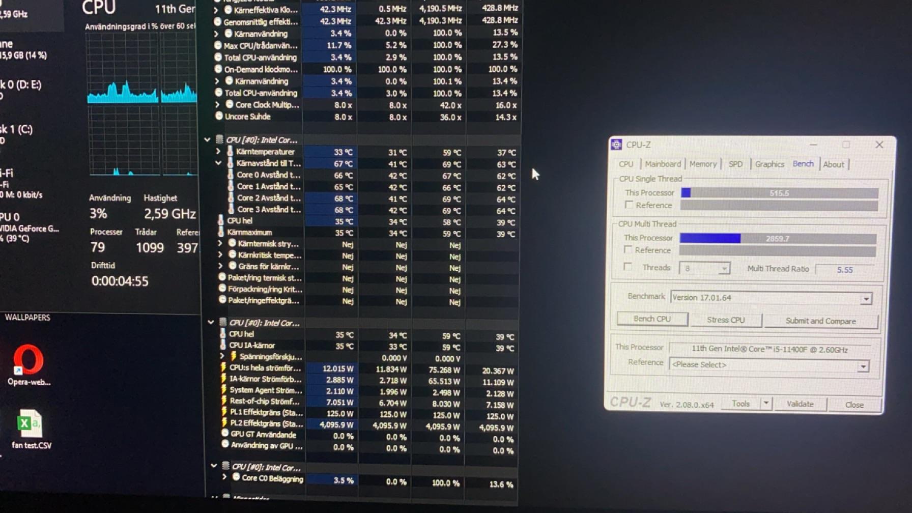 CPUのi5 11400fがストレステスト中に2.59 GHzで固定されちゃってるん