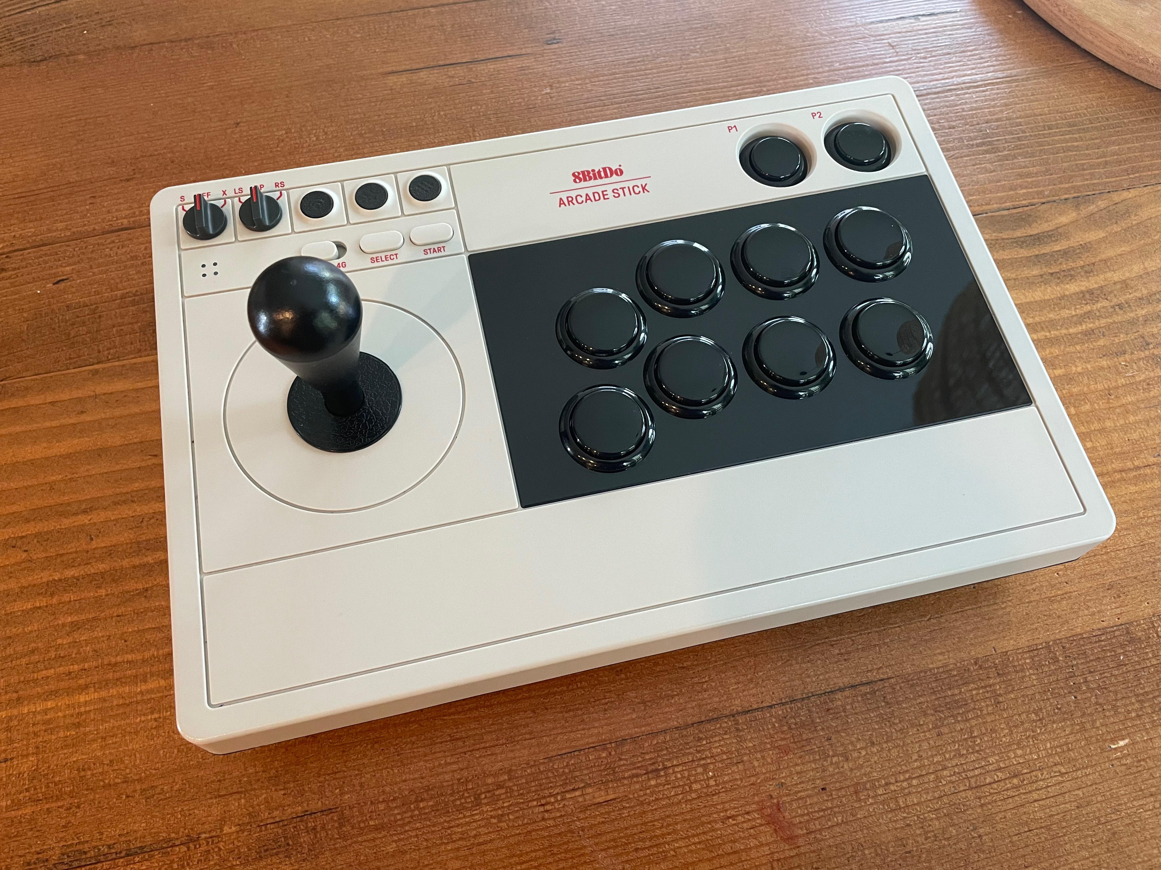 8BitDo arcade stick modded with sanwa buttons/stick, bat top, and