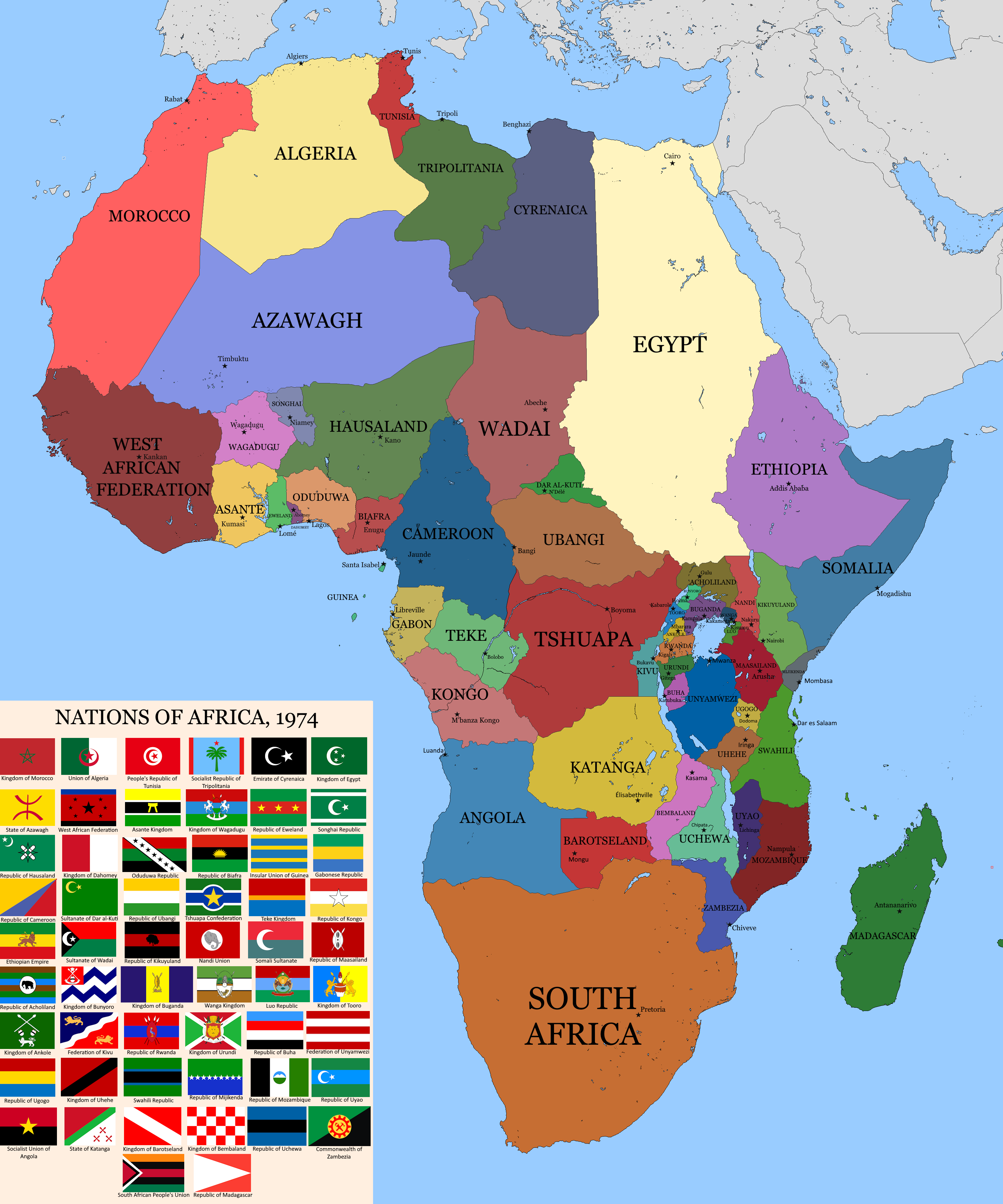 1974年のアフリカ、第二次世界大戦とヨーロッパ帝国の崩壊から30年後