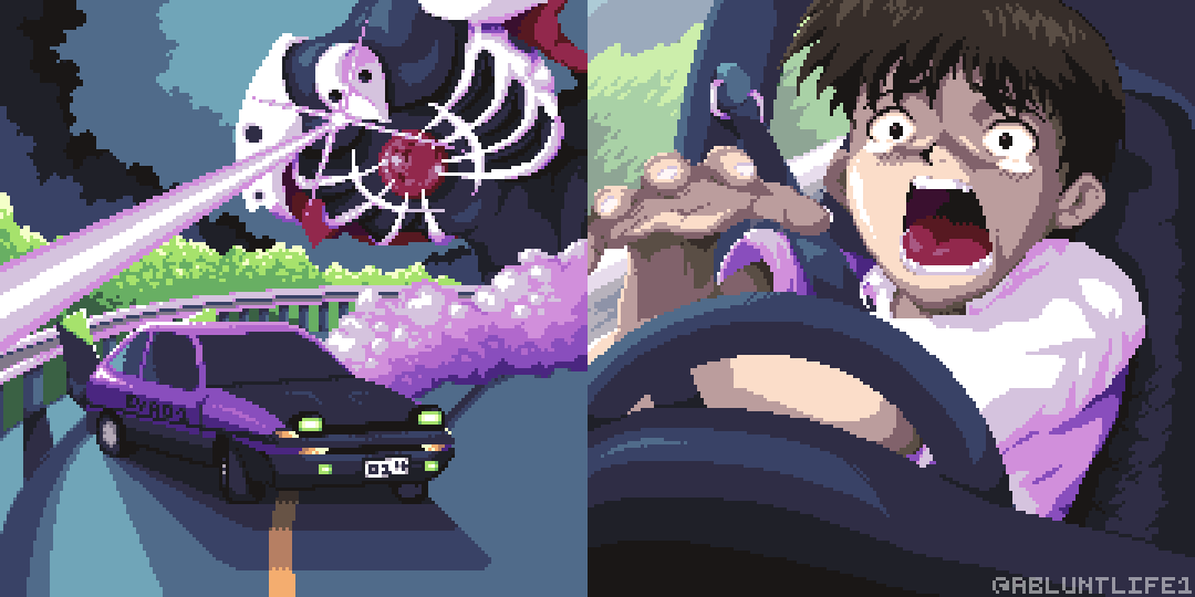 Evangelion x Initial D (Pixel Art) : r/PixelArt