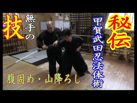 秘伝】甲賀武田忍法体術 腹固め 山降ろし【古武道研究会明神館】 - YouTube