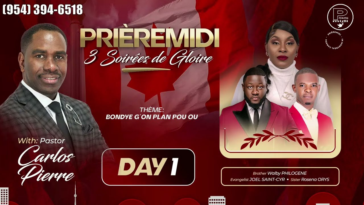 Day 1 | Prière Midi 3 Soirées de Gloire | Pasteur Carlos | 8555 8e