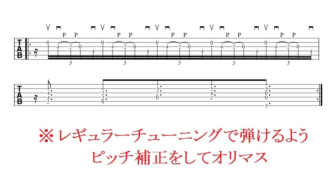 Racer X「Superheroes」冒頭等のキメを参考にポール・ギルバートの