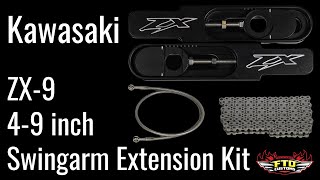 Kawasaki ZX-9R Swingarm Extensions - Black Finish - Engraved