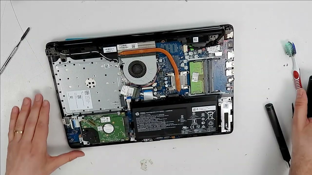 HP 15 db1100ny SSD upgrade, partial disassembly - YouTube