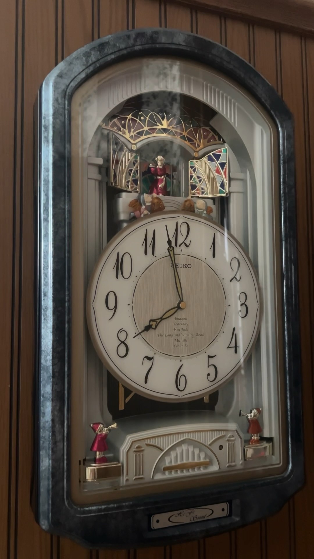 SEIKO QXM132LRH Beatles Dropping Dial Melodies in Motion Clock