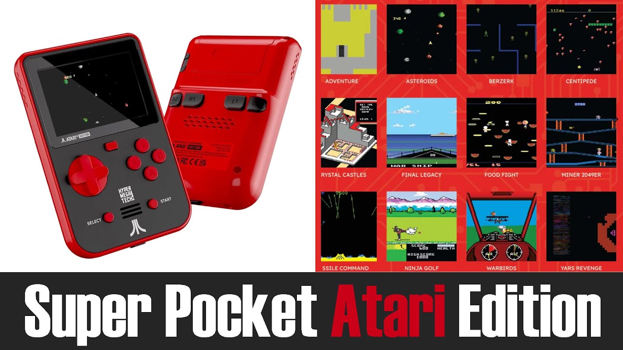 Super Pocket Atari Edition handheld including Evercade games - YouTube