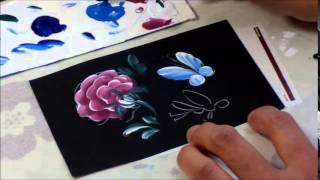 トールペイント】描き方⑳横バラとちょうちょ How to draw Roses and
