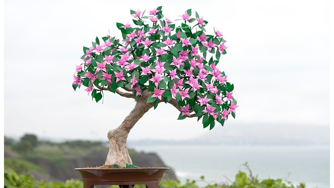 Bougainvillea Bonsai paper tutorial 折り紙 ブーゲンビリア盆栽
