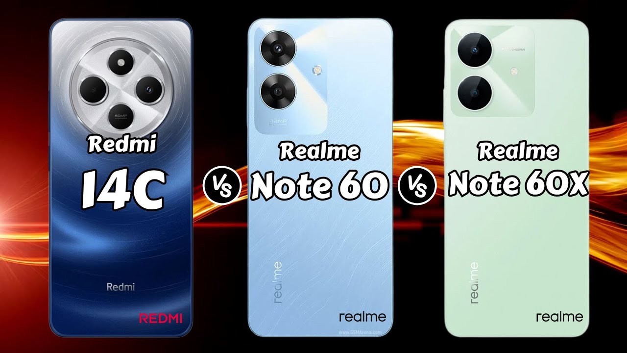 Redmi 14C vs Realme Note 60 vs Realme Note 60x - YouTube
