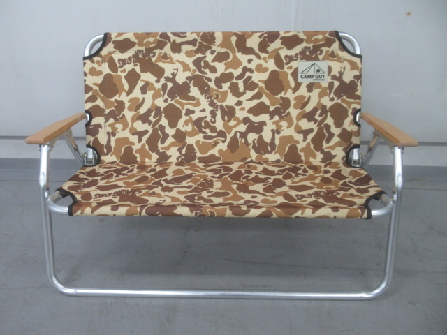 キャンプアウト アルミ背付ベンチ カモフラージュ | アウトドア用品
