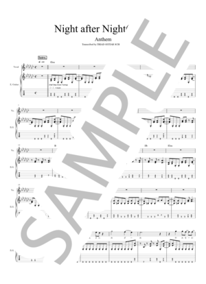 楽譜】極彩色の夜へ / ギタースコア TAB譜 / climbgrow (エレキギター