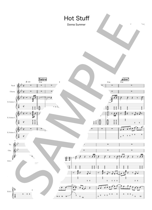 楽譜】Hot Stuff / ギタースコア TAB譜 / ドナ・SUMMER (エレキギター