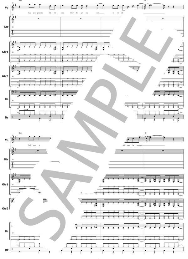 楽譜】METALLICA / ENTER SANDMAN バンド・スコア 楽譜 / METALLICA