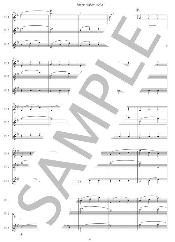 楽譜】 フルート三重奏 / フランツ・レハール (フルート / 中級