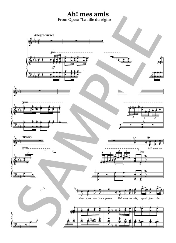 楽譜】G.ドニゼッティ 連隊の娘より『ああ友よ！』 新編曲Ver